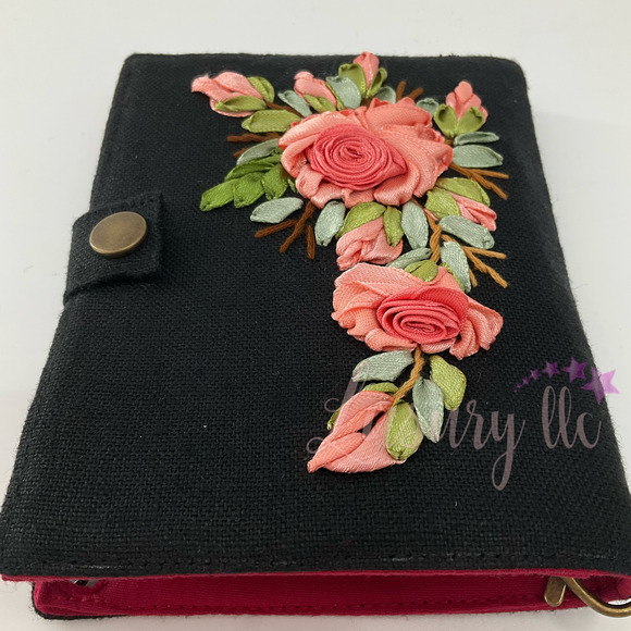 Coral Rose Embroidery Passport Wallet & Silk Mask, Wedding Gift, Versatile - Picture 4 of 15
